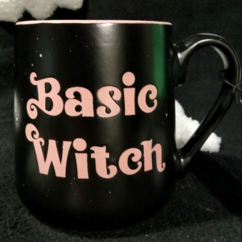 Basic Witch mug,  black mug witch mug , halloween mug , pink halloween mug